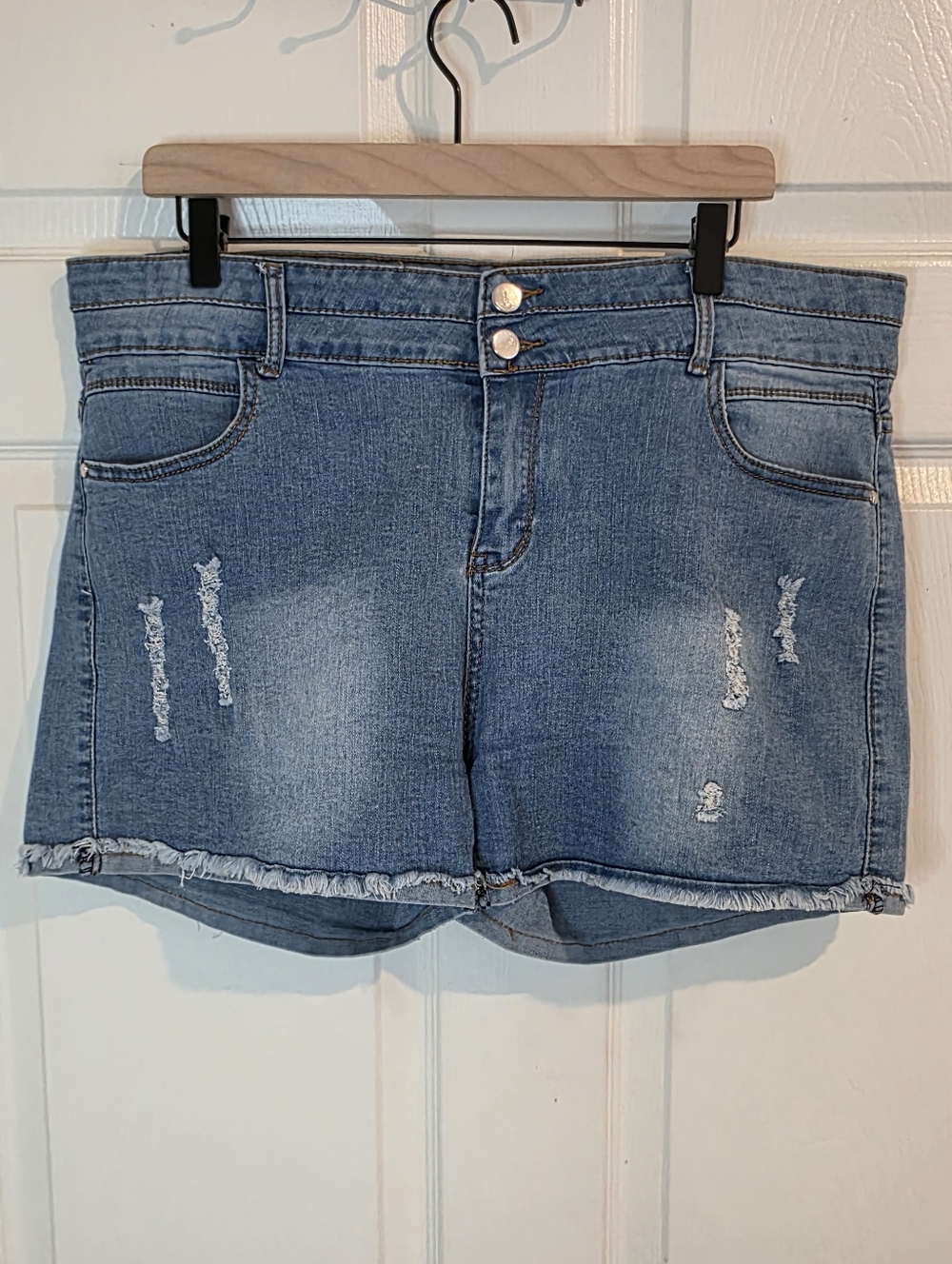 FUBU  Vintage Denim Blue Distress Jean Denim High-Rise Women's Shorts
